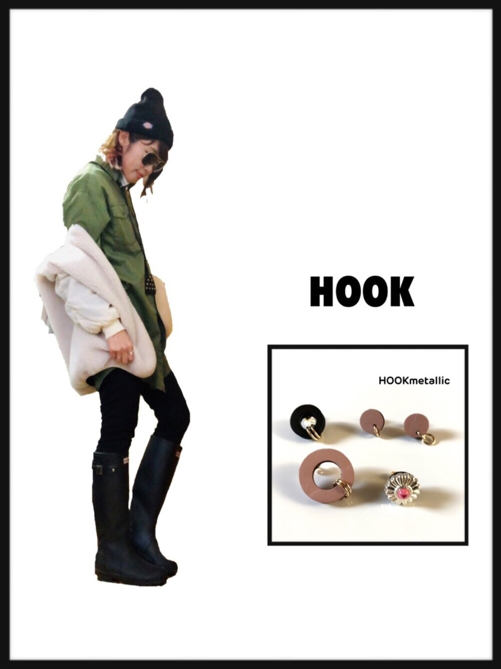 グリーン系のシャツ/ブラウス、ホワイト系のブルゾン、ブラック系のその他パンツを着用したレディースの冬コーディネートの1枚目の写真