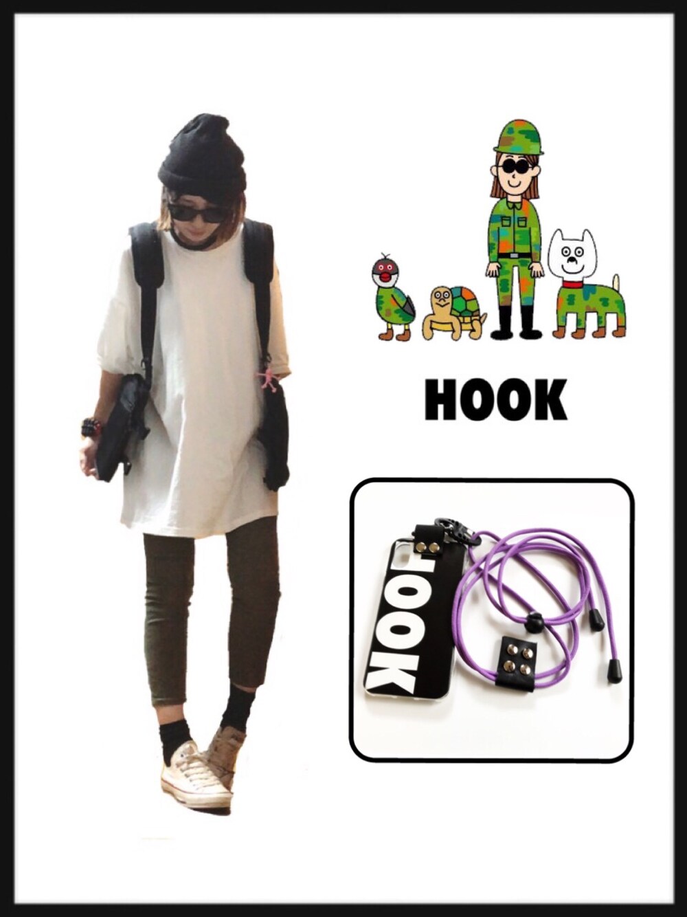 ホワイト系のTシャツ/カットソー、ブラック系のボディバッグ/ウエストポーチ、グリーン系のデニムパンツを着用したレディースの夏コーディネートの1枚目の写真