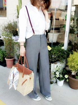 「Ungrid（アングリッド）のアイテム（サスペンダー）」を使った、Y☆さん（レディース・163cm）の春コーディネート