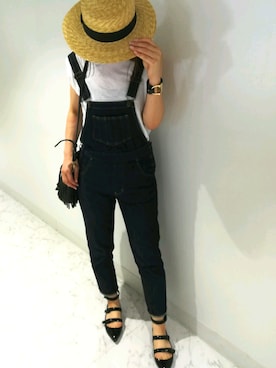 「SLY（スライ）のアイテム（サロペット/オーバーオール）」を使った、Y☆さん（レディース・163cm）の夏コーディネート