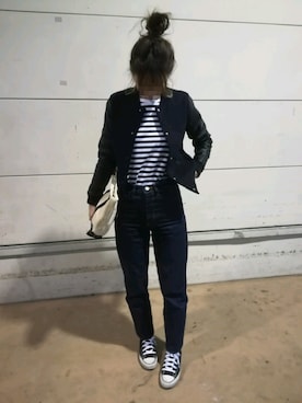 「BEAMS（ビームス）のアイテム（スタジャン）」を使った、Y☆さん（レディース・163cm）の冬コーディネート