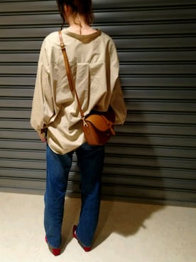 「襟抜きシャツ」｜Y☆さん（レディース・163cm）の春コーディネート