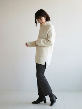 「SLOBE IENA（スローブイエナ）の【ROVERETO/ロベレート】スクエアステッチブーツ◆（ブーツ）」を使った、sakurakoさん（レディース・165cm）の秋コーディネート