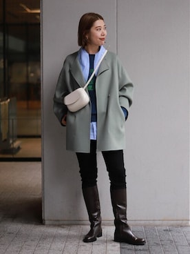 「スローブイエナ」｜「アイテム（ノーカラーコート）」を使った、sakurakoさん（レディース・165cm）の秋コーディネート