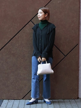 「SLOBE IENA（スローブイエナ）のアイテム（バレエシューズ）」を使った、sakurakoさん（レディース・165cm）の冬コーディネート