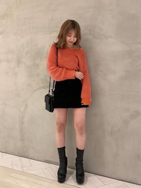 「Ｖネック」｜「アイテム（シューズ）」を使った、SHIHOさん（レディース・157cm）の冬コーディネート