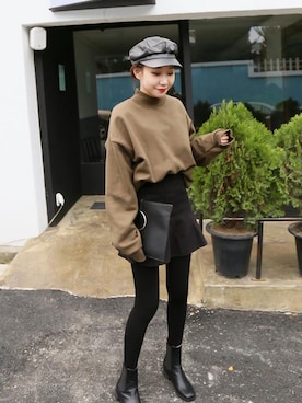 「ハイネックトップス」｜DAILYABOUTさん（レディース・164cm）の冬コーディネート