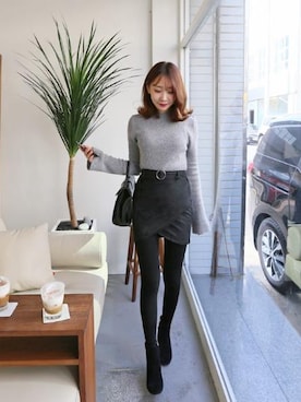 「アイテム（ブーティ）」を使った、DAILYABOUTさん（レディース・164cm）の冬コーディネート