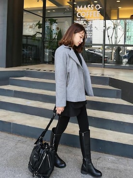 「アイテム（ブーティ）」を使った、DAILYABOUTさん（レディース・164cm）の冬コーディネート
