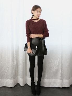 「ガーリーコーデ」｜「アイテム（アクセサリー）」を使った、DAILYABOUTさん（レディース・164cm）の冬コーディネート