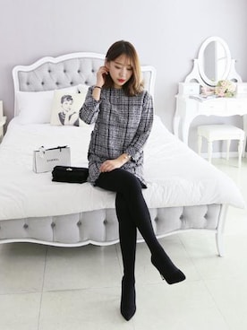 「パールアクセ」｜「アイテム（アナログ腕時計）」を使った、DAILYABOUTさん（レディース・164cm）の冬コーディネート