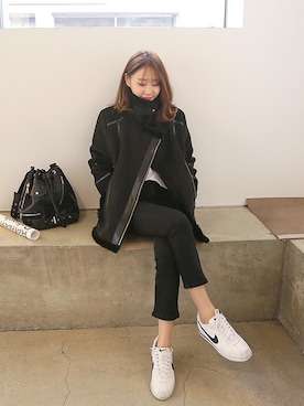 「アイテム（ムートンコート）」を使った、DAILYABOUTさん（レディース・164cm）の冬コーディネート