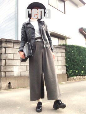 「LOWRYS FARM（ローリーズファーム）のヒールマニッシュシューズ　730332 （その他シューズ、ブラック系）」を使った、ｒｅｎａさん（レディース・164cm）の秋コーディネート