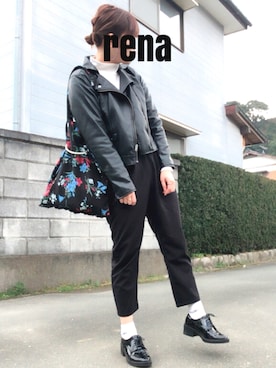 「LOWRYS FARM（ローリーズファーム）のヒールマニッシュシューズ　730332 （その他シューズ、ブラック系）」を使った、ｒｅｎａさん（レディース・164cm）の春コーディネート