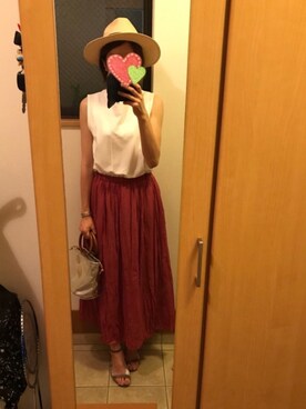 「ADAM ET ROPE'（アダムエロペ）のクリアバケツ巾着バッグ（ハンドバッグ）」を使った、sea0818さん（レディース・168cm）の夏コーディネート