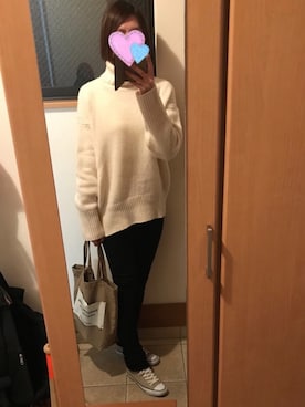 「アイテム（レッグウォーマー、ブラック系）」を使った、sea0818さん（レディース・168cm）の冬コーディネート