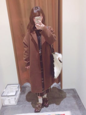 「Omekashi（オメカシ）のアイテム（その他アウター）」を使った、しゅーーーるさん（レディース・155cm）の冬コーディネート