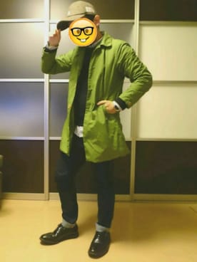 「D.M.G.（ドミンゴ）のアイテム（ステンカラーコート）」を使った、shinさん（メンズ・160cm）の秋コーディネート