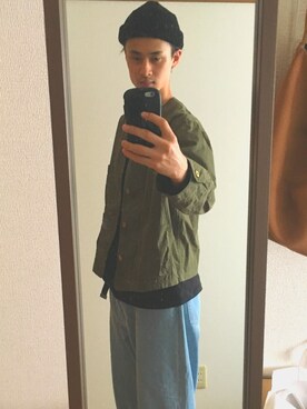 「SHIPS JET BLUE（シップスジェットブルー）のアイテム（ニットキャップ/ビーニー）」を使った、Ryo さん（メンズ・184cm）の春コーディネート