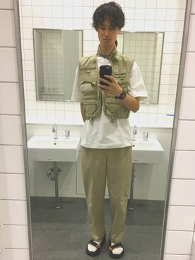 「1LDK（ワンエルディーケー）のアイテム（Tシャツ/カットソー）」を使った、Ryo さん（メンズ・184cm）の春コーディネート