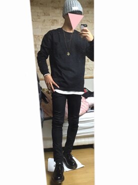 「靴下チラ見せ」｜「アイテム（ニットキャップ/ビーニー）」を使った、HIROさん（メンズ・170cm）の春コーディネート