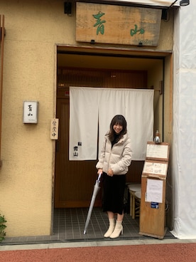 「BABYLONE（バビロン）のアイテム（ダウンジャケット/コート、ホワイト系）」を使った、ひなこさん（レディース）の春コーディネート