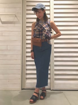 「FREE'S MART（フリーズマート）のアイテム（キャップ）」を使った、aya.さん（レディース・162cm）の夏コーディネート