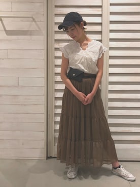 「FREE'S MART（フリーズマート）のアイテム（キャップ）」を使った、aya.さん（レディース・162cm）の夏コーディネート