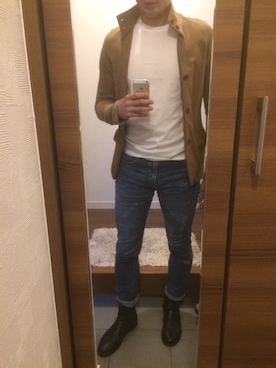 「Lui's（ルイス）のアイテム（デニムパンツ、ブルー系）」を使った、Koki さん（メンズ・180cm）の春コーディネート