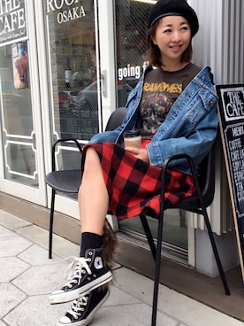 「ドラフトリーバイス」｜「アイテム（スカート）」を使った、金田麗子さん（レディース・163cm）の冬コーディネート