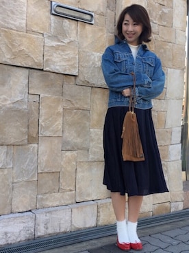 「ドラフトリーバイス」｜「アイテム（デニムジャケット）」を使った、金田麗子さん（レディース・163cm）の冬コーディネート