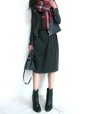 「qualite（カリテ）のダブルクロスカットワンピース（ワンピース）」を使った、momo🐰さん（レディース・151cm）の秋コーディネート