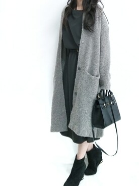 「qualite（カリテ）のダブルクロスカットワンピース（ワンピース）」を使った、momo🐰さん（レディース・151cm）の秋コーディネート