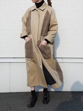 ステンカラーコートを使った ロングトレンチコート のレディース人気ファッションコーディネート Wear
