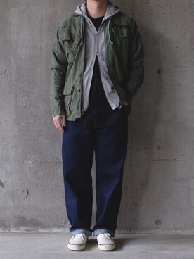 「LOOPWHEELER（ループウィラー）のアイテム（パーカー）」を使った、BIRDROBEさん（メンズ・170cm）の春コーディネート