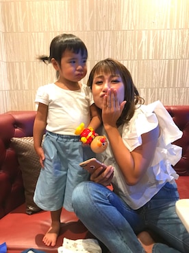 「親子でおそろい」｜「アイテム（アクセサリー）」を使った、かちさん（レディース・165cm）の秋コーディネート