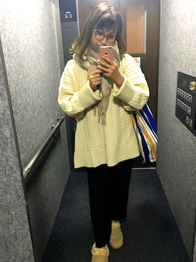 「ISOOK（アイスー）のアイテム（ニット/セーター）」を使った、かちさん（レディース・165cm）の秋コーディネート