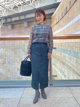 「ユナイテッドアローズ」｜「アイテム（ブーツ）」を使った、新居　オデット エ オディール スタッフさん（レディース・158cm）の秋コーディネート