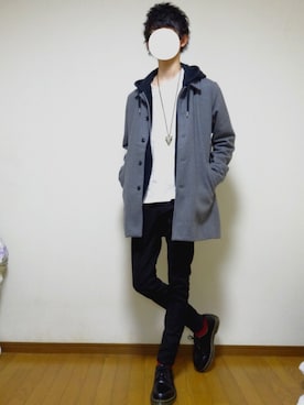 「アイテム（ステンカラーコート）」を使った、かずやさん（メンズ・182cm・10代）の冬コーディネート