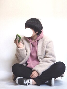 「UNIQLO（ユニクロ）のフリースカーディガン（長袖）（その他アウター）」を使った、あちょんさん（レディース・158cm）の冬コーディネート