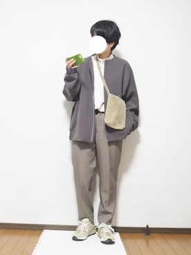 「WYM」｜「アイテム（ノーカラージャケット）」を使った、あちょんさん（レディース・158cm）の冬コーディネート