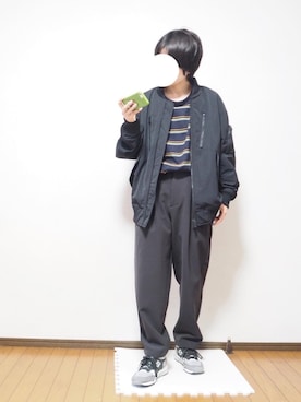 「UNIQLO（ユニクロ）のアイテム（MA-1）」を使った、あちょんさん（レディース・158cm）の春コーディネート