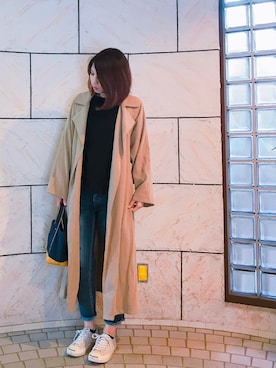 「ジャックパーセル」｜「アイテム（トレンチコート）」を使った、yuuuuumiiさん（レディース・161cm）の春コーディネート