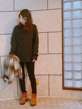 「Abercrombie&Fitch（アバークロンビーアンドフィッチ）のアイテム（ニット/セーター）」を使った、yuuuuumiiさん（レディース・161cm）の冬コーディネート