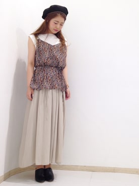 「NANO universe（ナノユニバース）のアイテム（ハンチング/ベレー帽）」を使った、さほさん（レディース・158cm）の夏コーディネート
