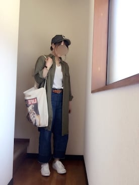 「no brand（ノーブランド）のアイテム（キャップ、グレー系）」を使った、anさん（レディース・161cm）の春コーディネート