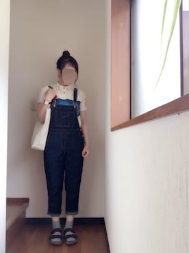 「Handmade（ハンドメイド）のアイテム（イヤリング、ブルー系）」を使った、anさん（レディース・161cm）の夏コーディネート