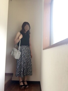 「SENSE OF PLACE by URBAN RESEARCH（センスオブプレイスバイアーバンリサーチ）のアイテム（Tシャツ/カットソー、ブラック系）」を使った、anさん（レディース・161cm）の夏コーディネート