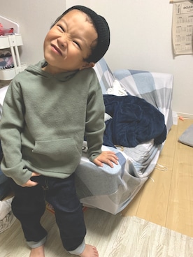 「息子」｜「アイテム（ニットキャップ/ビーニー）」を使った、po-manatoさん（キッズ・100cm）の秋コーディネート