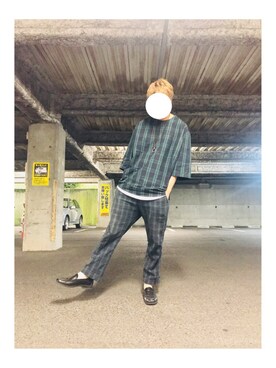 「HVC（エイチブイシー）のアイテム（トップス）」を使った、Takuto Moriyamaさん（メンズ・180cm）の夏コーディネート